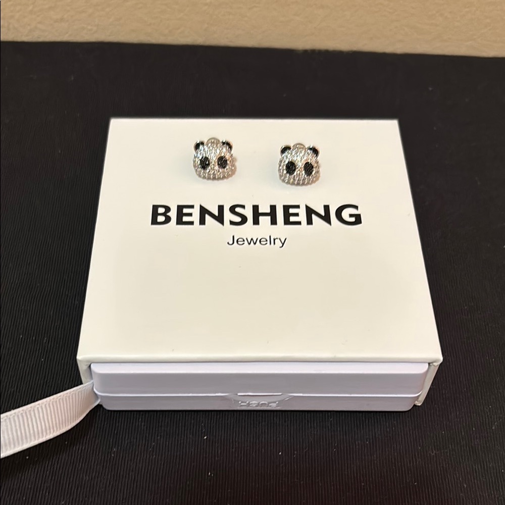 Crystal Panda Stud Earrings